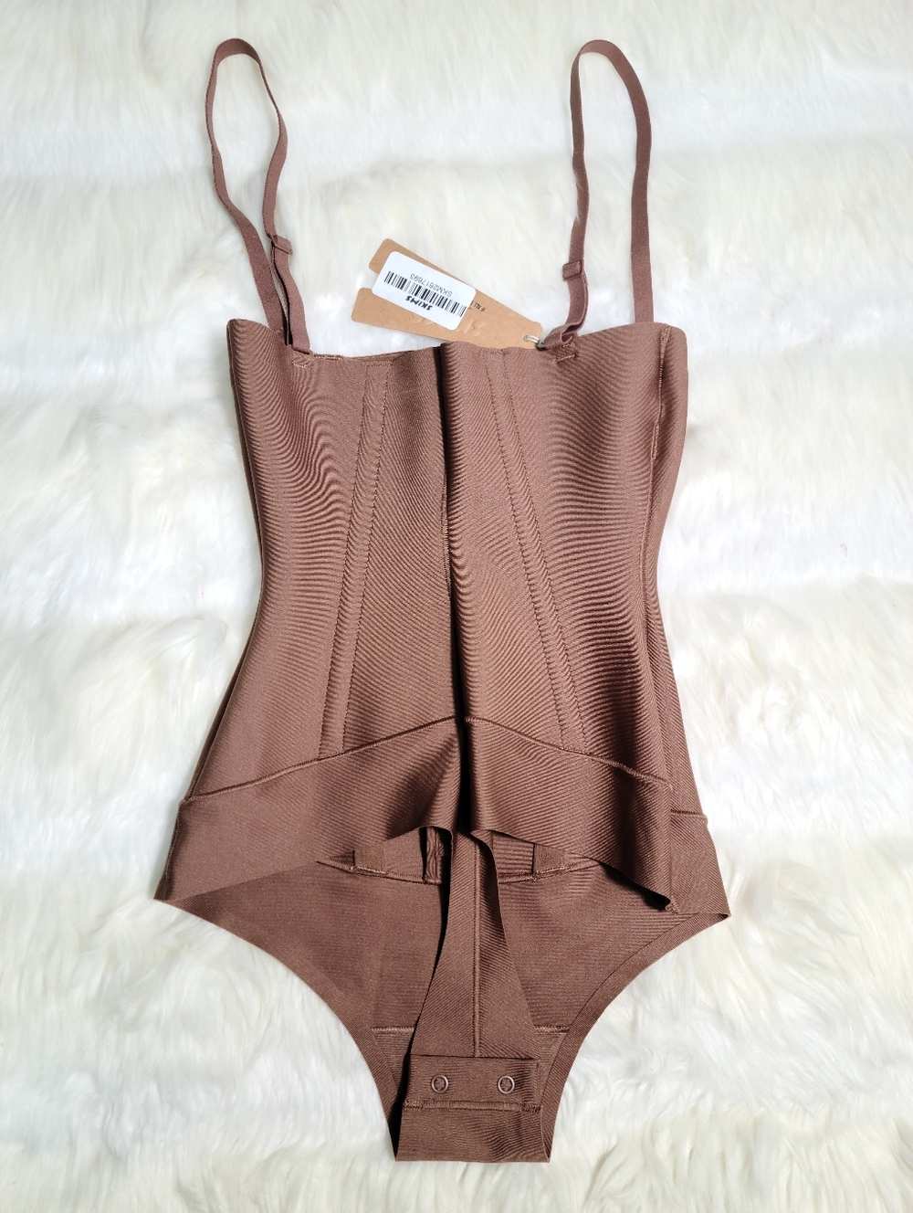 SKIMS Body Core Sculpt Waist Cincher Thong Bodysuit Brown Jasper Small NEW - Picture 2 of 6